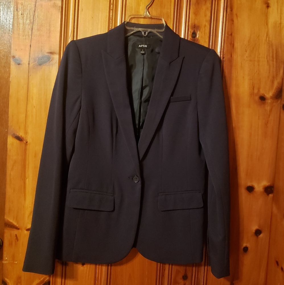 Apt. 9 Black Blazer Suit Jacket Button in Front 4